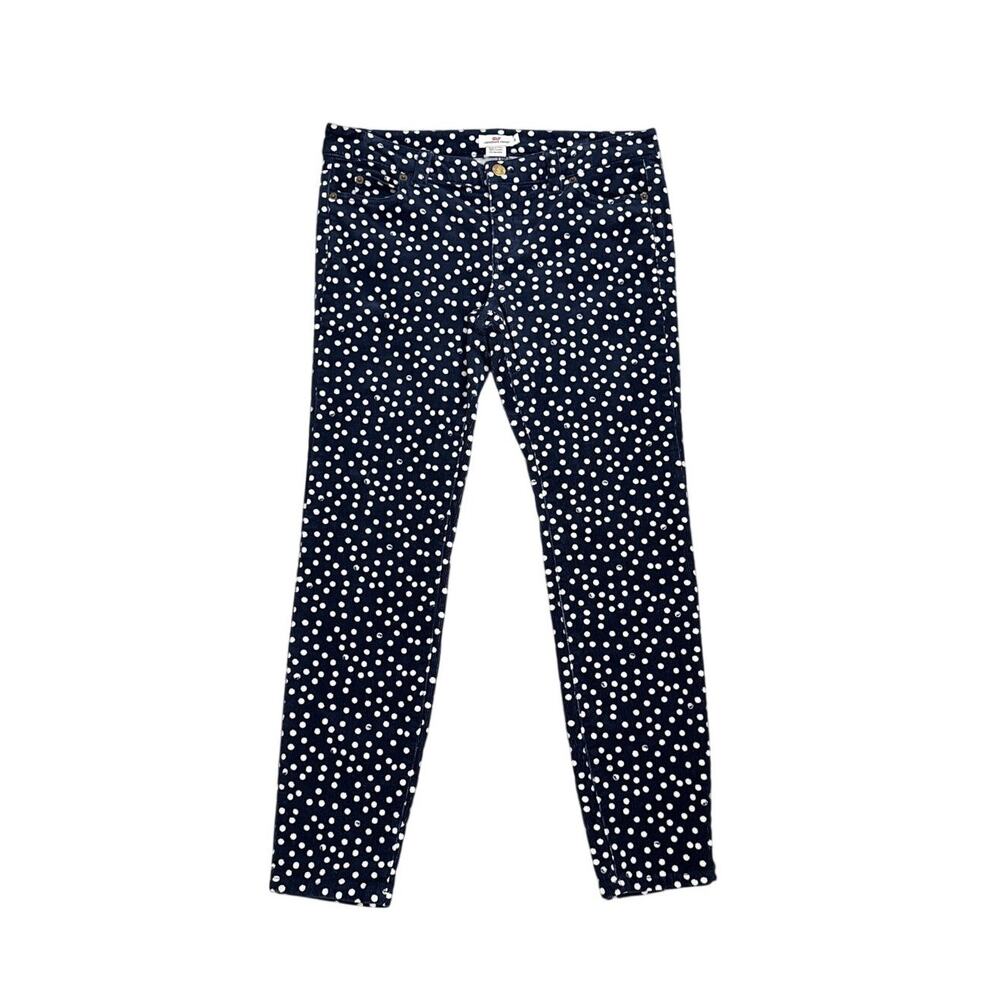 Vineyard Vines Low Rise Corduroy Skinny Blue White Polka Dot Pants Size 4